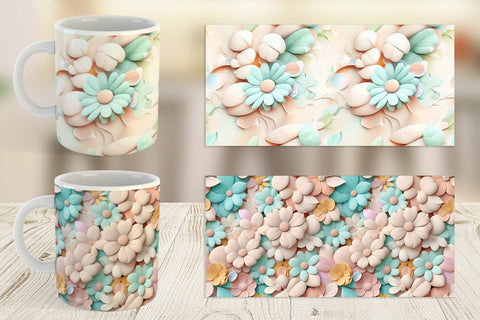 Mug Wrap Pastel Flower Pattern Sublimation artnoy 