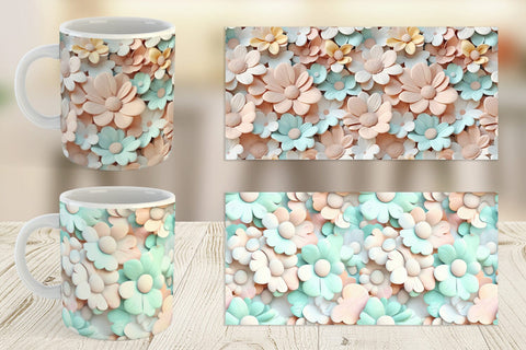 Mug Wrap Pastel Flower Pattern Sublimation artnoy 