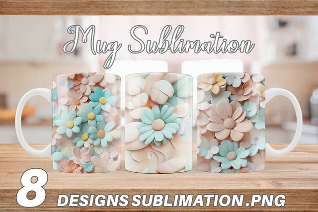 Mug Wrap Pastel Flower Pattern Sublimation artnoy 