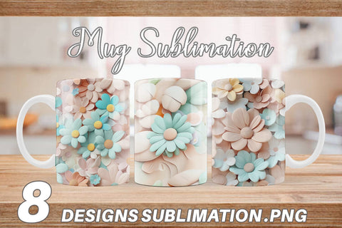 Mug Wrap Pastel Flower Pattern Sublimation artnoy 