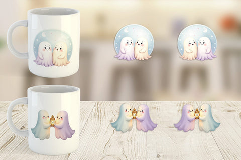 Mug Wrap Pastel Ghost Twins Sublimation artnoy 