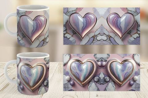 Mug Wrap Pastel Heart Marble Sublimation artnoy 