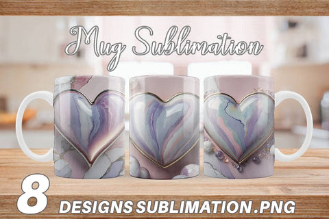 Mug Wrap Pastel Heart Marble Sublimation artnoy 