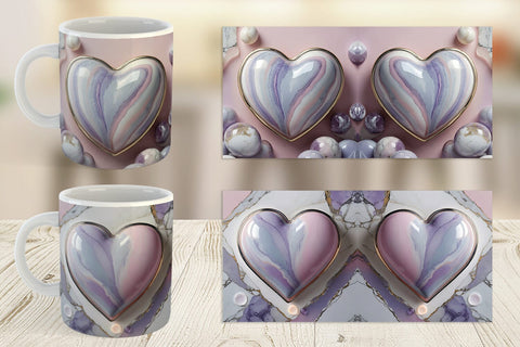 Mug Wrap Pastel Heart Marble Sublimation artnoy 