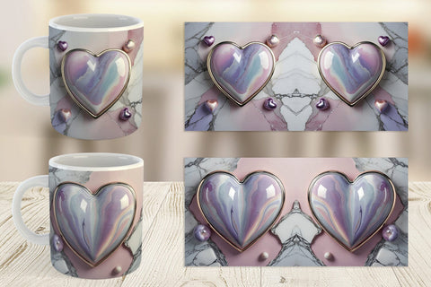 Mug Wrap Pastel Heart Marble Sublimation artnoy 