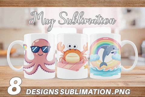Mug Wrap Pastel Ocean Cuties Sublimation artnoy 
