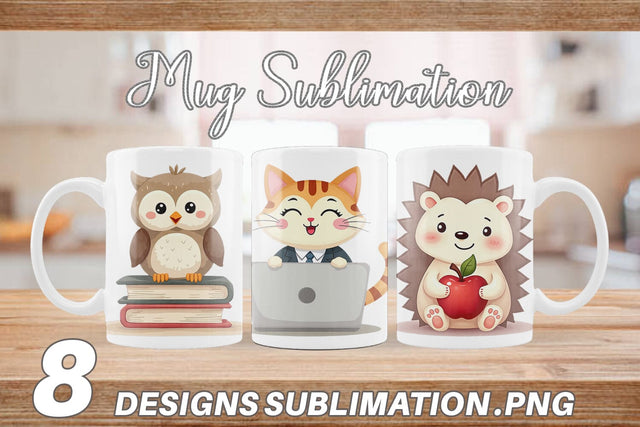 Mug Wrap Pastel School Critters Sublimation artnoy 