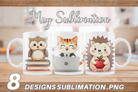 Mug Wrap Pastel School Critters Sublimation artnoy 