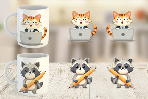 Mug Wrap Pastel School Critters Sublimation artnoy 