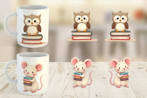 Mug Wrap Pastel School Critters Sublimation artnoy 