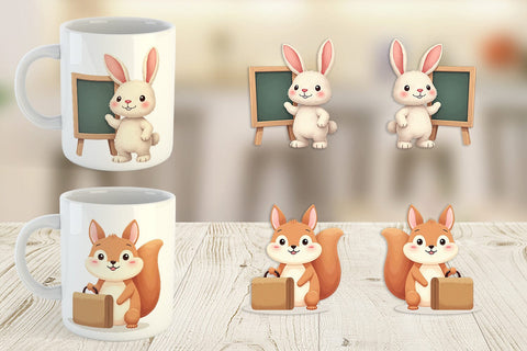 Mug Wrap Pastel School Critters Sublimation artnoy 