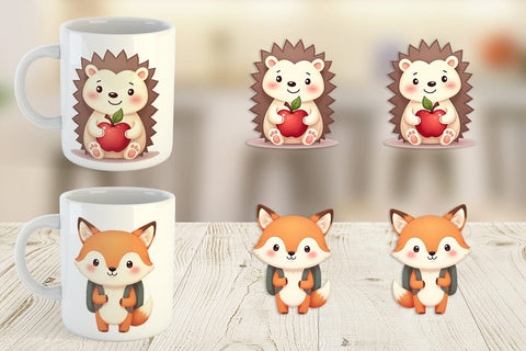 Mug Wrap Pastel School Critters Sublimation artnoy 