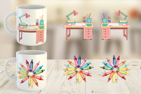 Mug Wrap Pastel School Essentials Sublimation artnoy 