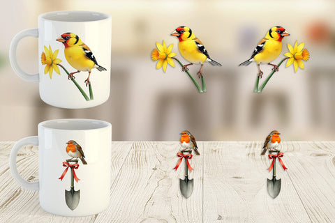 Mug Wrap Pastel Spring Birds & Blooms Watercolor Sublimation artnoy 