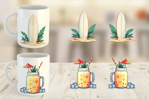 Mug Wrap Pastel Tropical Summer Sublimation artnoy 