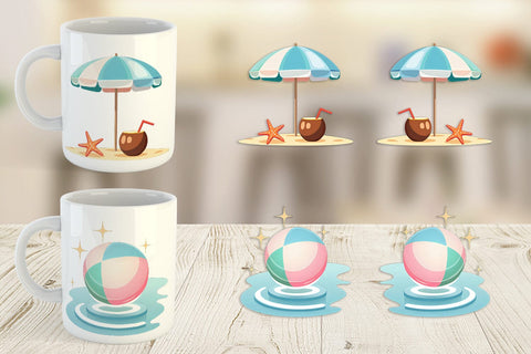 Mug Wrap Pastel Tropical Summer Sublimation artnoy 