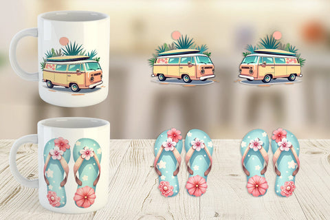 Mug Wrap Pastel Tropical Summer Sublimation artnoy 