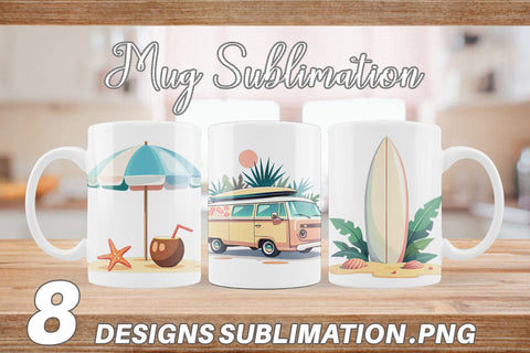 Mug Wrap Pastel Tropical Summer Sublimation artnoy 