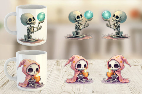Mug Wrap Pastel Witch Skeleton Sublimation artnoy 