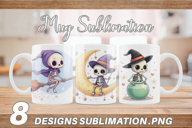 Mug Wrap Pastel Witch Skeleton Sublimation artnoy 