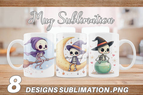 Mug Wrap Pastel Witch Skeleton Sublimation artnoy 