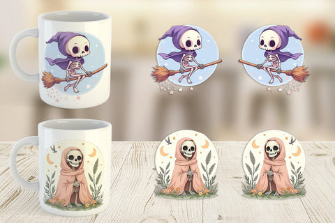 Mug Wrap Pastel Witch Skeleton Sublimation artnoy 