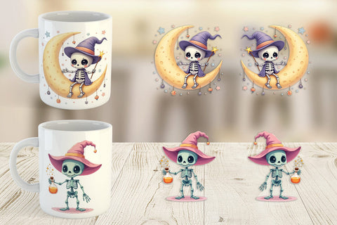 Mug Wrap Pastel Witch Skeleton Sublimation artnoy 