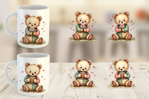 Mug Wrap Patchwork Bear Adventures Sublimation artnoy 