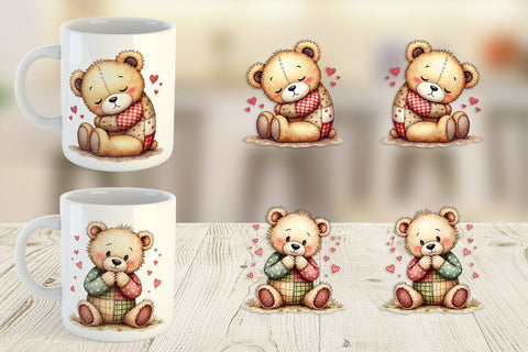 Mug Wrap Patchwork Bear Adventures Sublimation artnoy 