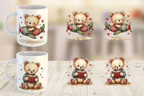 Mug Wrap Patchwork Bear Adventures Sublimation artnoy 