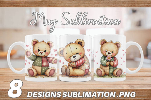 Mug Wrap Patchwork Bear Adventures Sublimation artnoy 