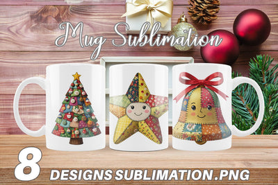 Mug Wrap Patchwork Christmas Folk Art Sublimation artnoy 
