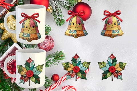 Mug Wrap Patchwork Christmas Folk Art Sublimation artnoy 