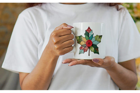 Mug Wrap Patchwork Christmas Folk Art Sublimation artnoy 