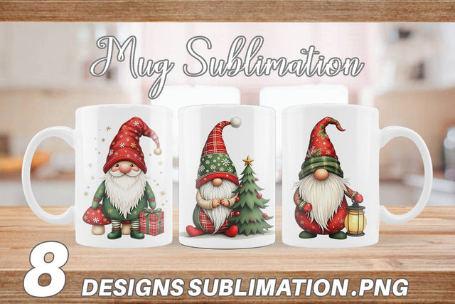 Mug Wrap Patchwork Christmas Gnome Sublimation artnoy 
