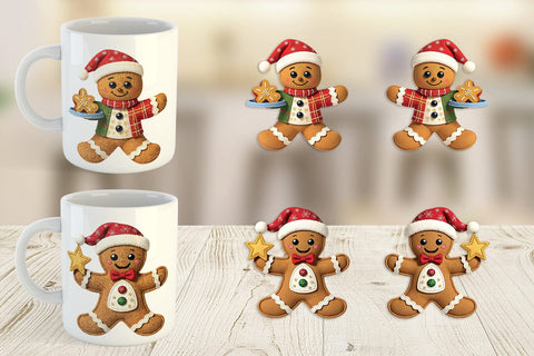 Mug Wrap Patchwork Gingerbread Sublimation artnoy 