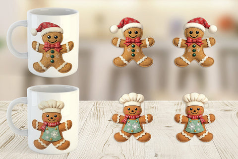 Mug Wrap Patchwork Gingerbread Sublimation artnoy 