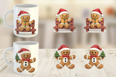 Mug Wrap Patchwork Gingerbread Sublimation artnoy 