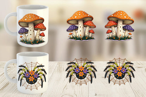 Mug Wrap Patchwork Halloween Botanicals Sublimation artnoy 