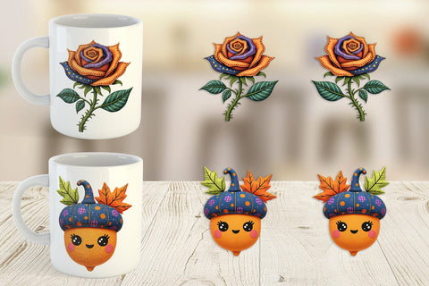 Mug Wrap Patchwork Halloween Botanicals Sublimation artnoy 