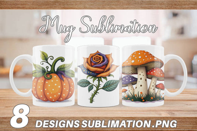Mug Wrap Patchwork Halloween Botanicals Sublimation artnoy 
