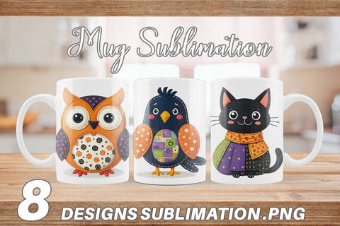 Mug Wrap Patchwork Halloween Critters Sublimation artnoy 