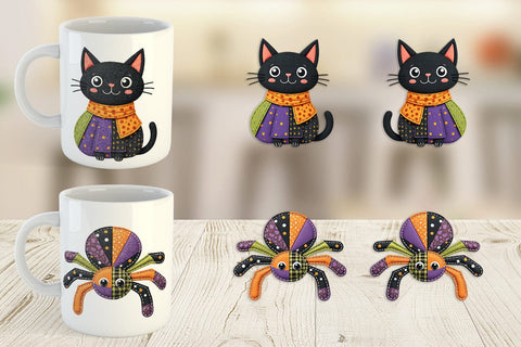 Mug Wrap Patchwork Halloween Critters Sublimation artnoy 