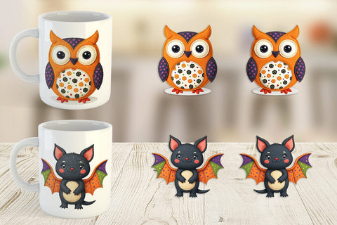 Mug Wrap Patchwork Halloween Critters Sublimation artnoy 