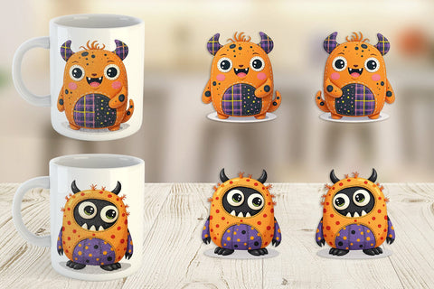 Mug Wrap Patchwork Halloween Monsters Sublimation artnoy 