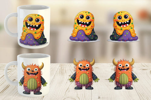 Mug Wrap Patchwork Halloween Monsters Sublimation artnoy 