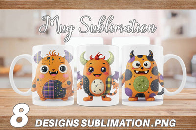 Mug Wrap Patchwork Halloween Monsters Sublimation artnoy 
