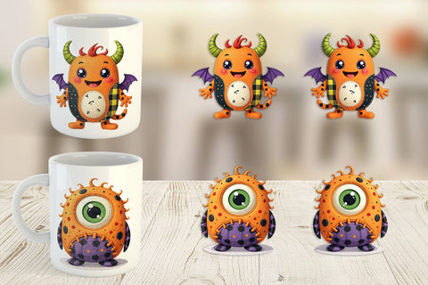 Mug Wrap Patchwork Halloween Monsters Sublimation artnoy 