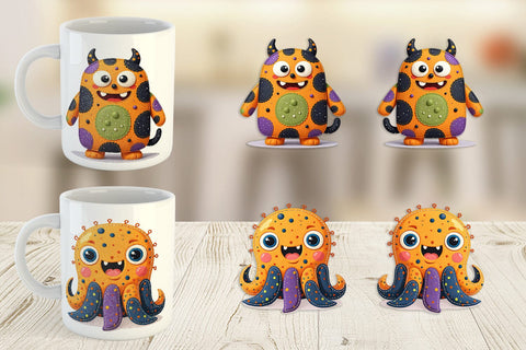 Mug Wrap Patchwork Halloween Monsters Sublimation artnoy 