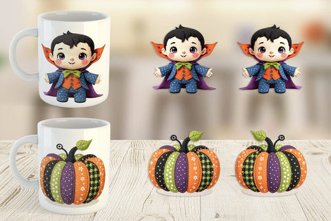 Mug Wrap Patchwork Halloween Plushies Sublimation artnoy 